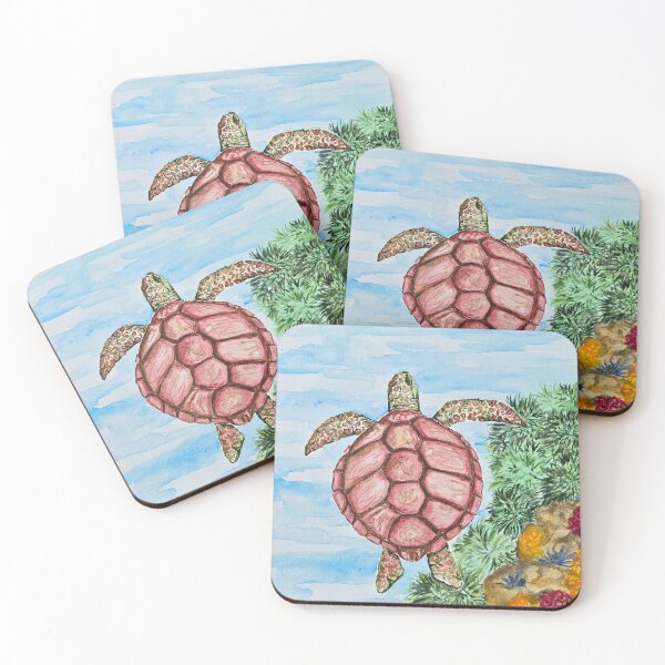Item preview, Sea Turtle Reef Watercolor Painting designed and sold by SqueakySketches.