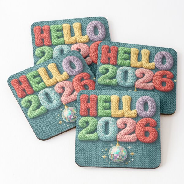 Item preview, Hello 2026 Cozy Knit Letter Design with Disco Ball designed and sold by POD DYNASTY | Original Print On Demand T-Shirt Graphics.