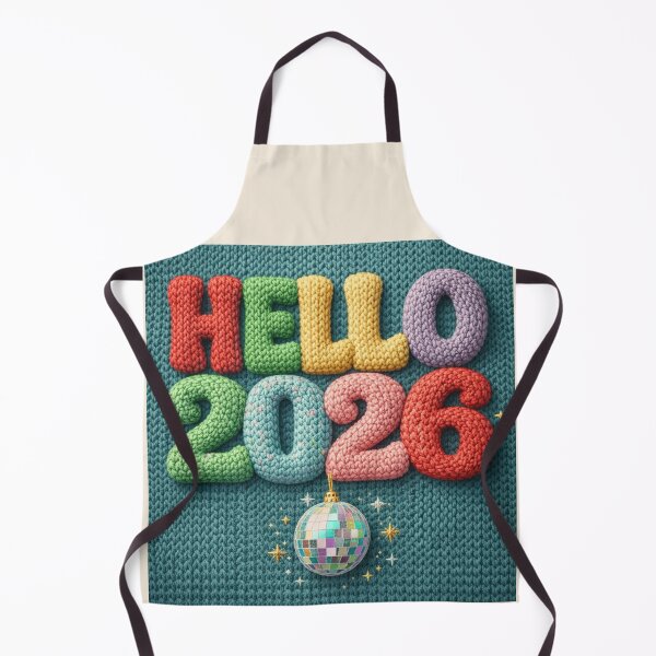 Item preview, Hello 2026 Cozy Knit Letter Design with Disco Ball designed and sold by POD DYNASTY | Original Print On Demand T-Shirt Graphics.