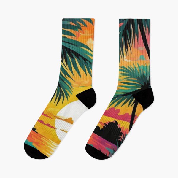 Item preview, Layered Palm Tree Sunset Illustration for Retro Tropical Fans designed and sold by WildStroke.