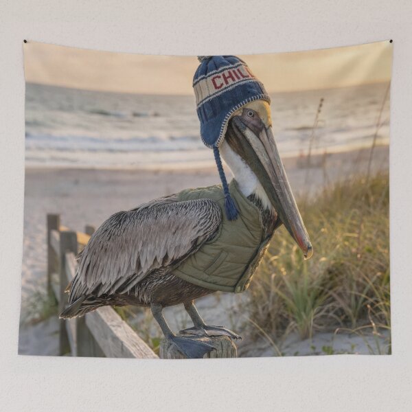 Item preview, Pelican Wearing Winter Attire designed and sold by Maria Dryfhout.