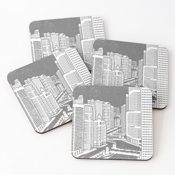 Item preview, Chicago River Pixel Art - Slate + Snow designed and sold by Irene Estelle.
