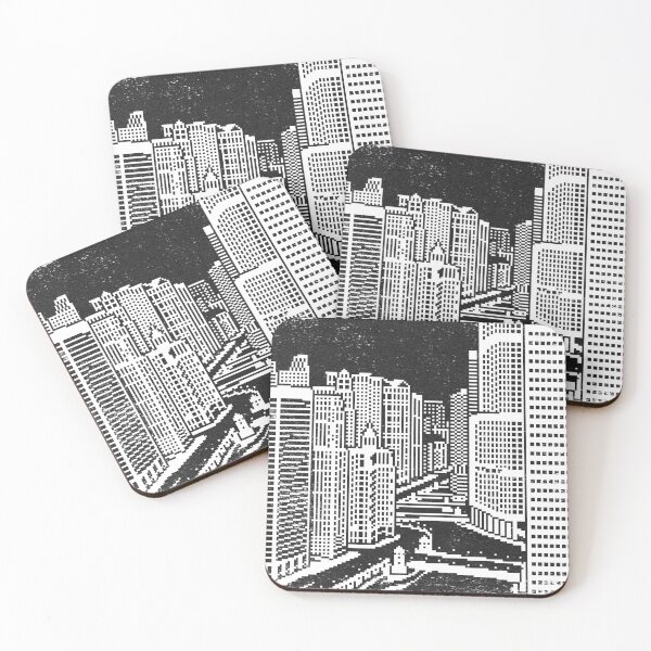 Item preview, Chicago River Pixel Art - Coal + Snow designed and sold by Irene Estelle.