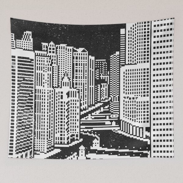 Item preview, Chicago River Pixel Art - Coal + Snow designed and sold by Irene Estelle.