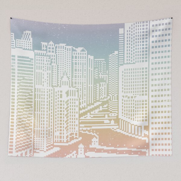 Item preview, Chicago River Pixel Art - Rainbow Sorbet + Snow designed and sold by Irene Estelle.