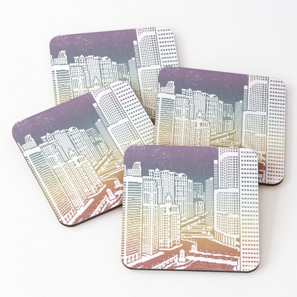 Item preview, Chicago River Pixel Art - Rainbow Sunset + Snow designed and sold by Irene Estelle.