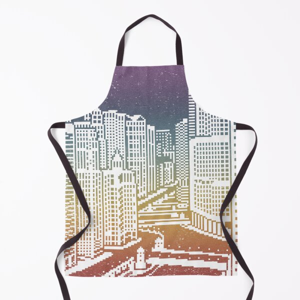 Item preview, Chicago River Pixel Art - Rainbow Sunset + Snow designed and sold by Irene Estelle.