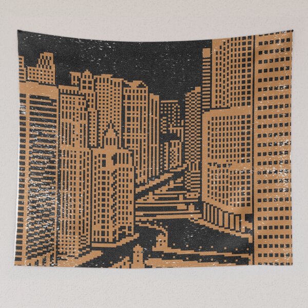 Item preview, Chicago River Pixel Art - Coal + Rust designed and sold by Irene Estelle.
