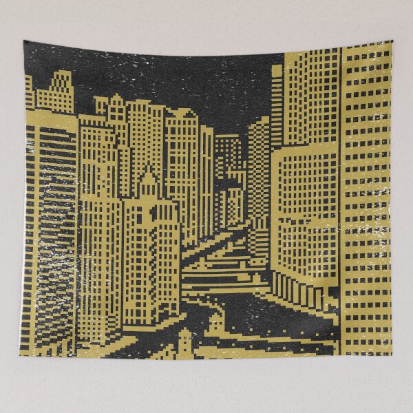 Item preview, Chicago River Pixel Art - Coal + Saffron designed and sold by Irene Estelle.