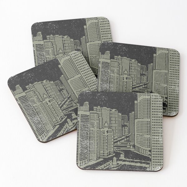 Item preview, Chicago River Pixel Art - Coal + Sage designed and sold by Irene Estelle.