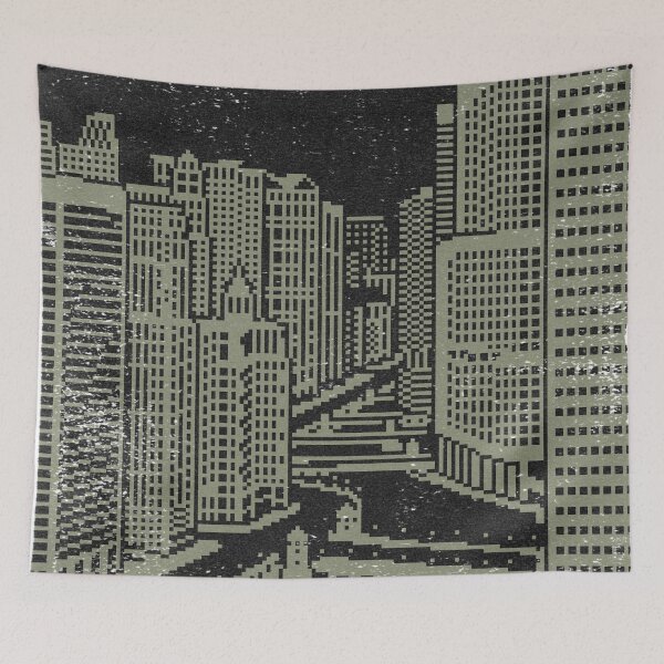 Item preview, Chicago River Pixel Art - Coal + Sage designed and sold by Irene Estelle.