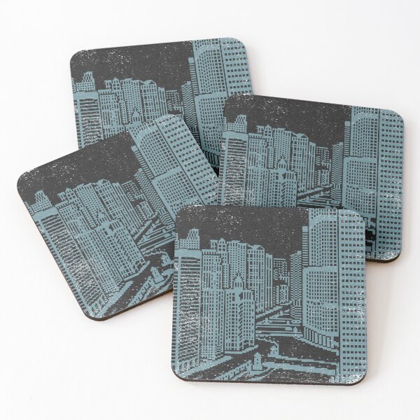 Item preview, Chicago River Pixel Art - Coal + Peacock designed and sold by Irene Estelle.
