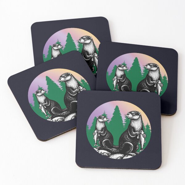 Item preview, Pacific Otter Pair – Forest Vibes with Fish and Sass designed and sold by Analog Aura .