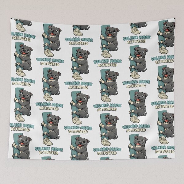 Item preview, Velcro Mode Activated - Cute Clingy Dog Cuddle Illustration designed and sold by BestFriendTees.