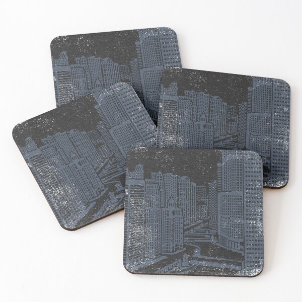 Item preview, Chicago River Pixel Art - Coal + Dusk designed and sold by Irene Estelle.
