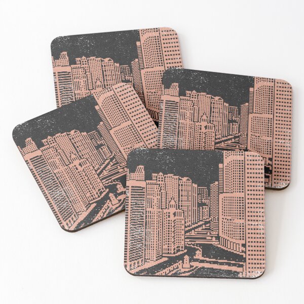 Item preview, Chicago River Pixel Art - Coal + Coral designed and sold by Irene Estelle.