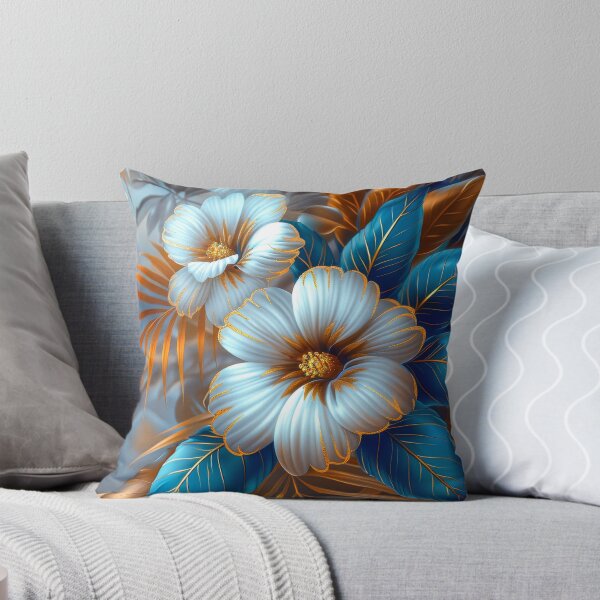 Item preview, Blue and Gold Tropical Flowers  designed and sold by MargaretWiktor.