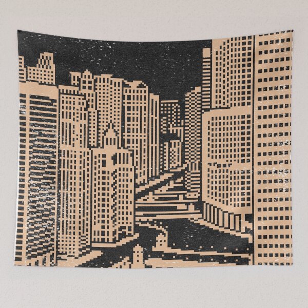 Item preview, Chicago River Pixel Art - Coal + Melon designed and sold by Irene Estelle.