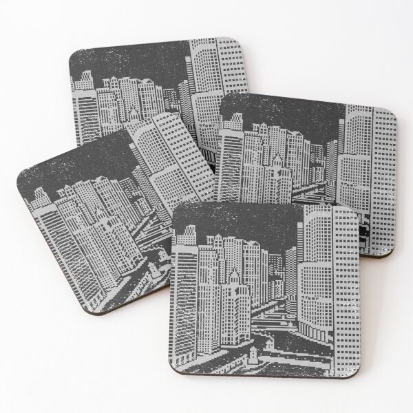 Item preview, Chicago River Pixel Art - Coal + Fog designed and sold by Irene Estelle.