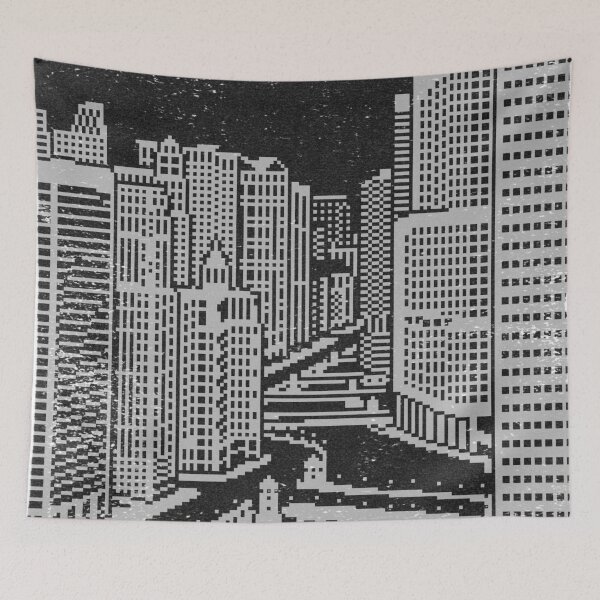 Item preview, Chicago River Pixel Art - Coal + Fog designed and sold by Irene Estelle.