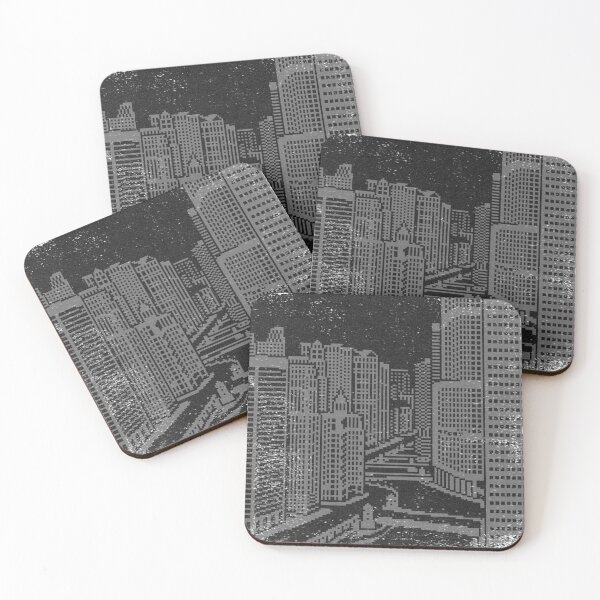 Item preview, Chicago River Pixel Art - Coal + Slate designed and sold by Irene Estelle.