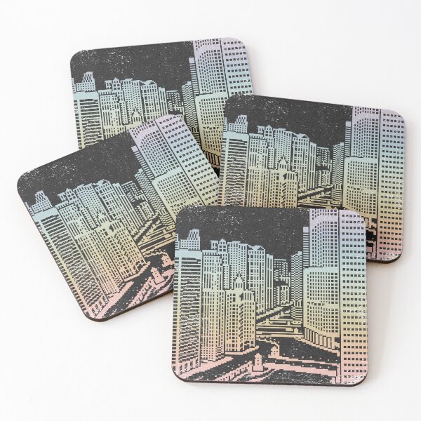 Item preview, Chicago River Pixel Art - Coal + Rainbow Sorbet designed and sold by Irene Estelle.