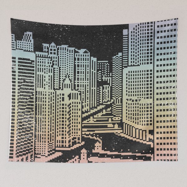 Item preview, Chicago River Pixel Art - Coal + Rainbow Sorbet designed and sold by Irene Estelle.