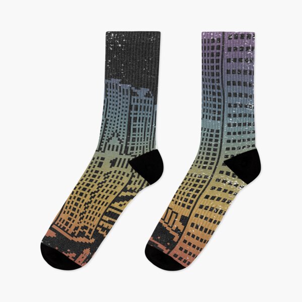 Item preview, Chicago River Pixel Art - Coal + Rainbow Sunset designed and sold by Irene Estelle.