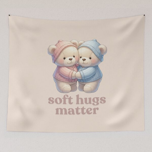 Item preview, Soft Hugs Matter – Cute Teddy Bear Couple Valentine’s Day Illustration designed and sold by soletstudio.
