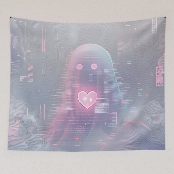 Item preview, Ethereal Glitch Ghost with Pixelated Heart designed and sold by ShopSpire.