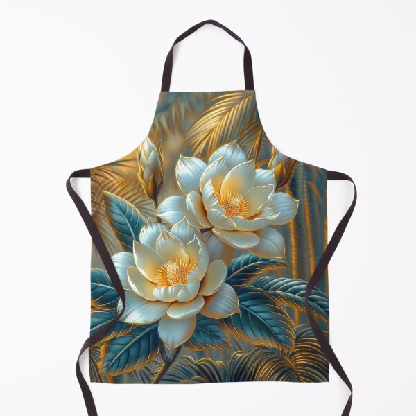 Item preview, White Blue and Gold Tropical Flowers designed and sold by MargaretWiktor.