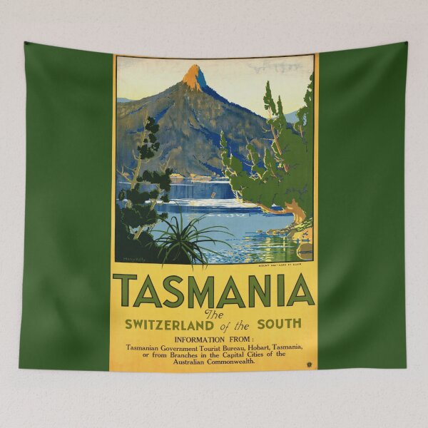 Item preview, Vintage Tasmania Travel Poster Art Deco Style | Switzerland of the South | Mount Ida Lake St Clair Scenic Landscape Print designed and sold by artofuniverse.