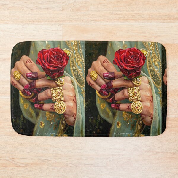 Item preview, Indian Bridal Hand with Rose | Traditional Gold Jewelry Oil Painting designed and sold by The Uphaar Store.