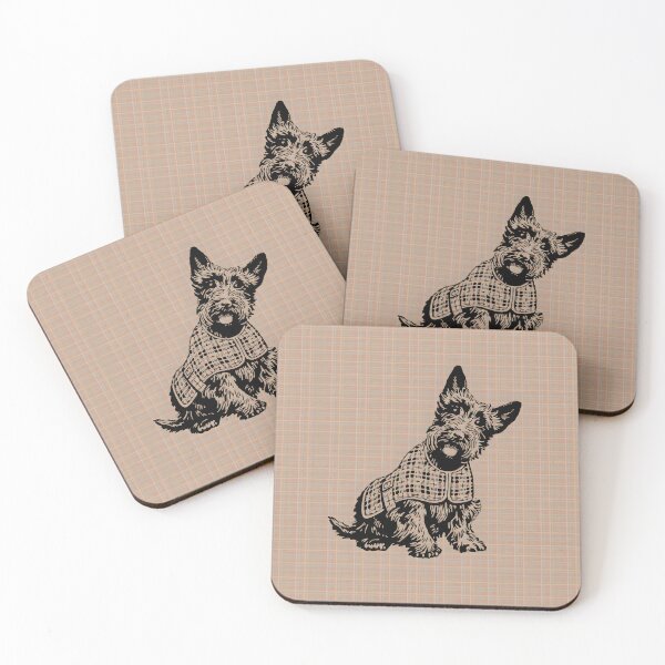 Item preview, Scottish Terrier dog on brown tartan designed and sold by MKV Design.