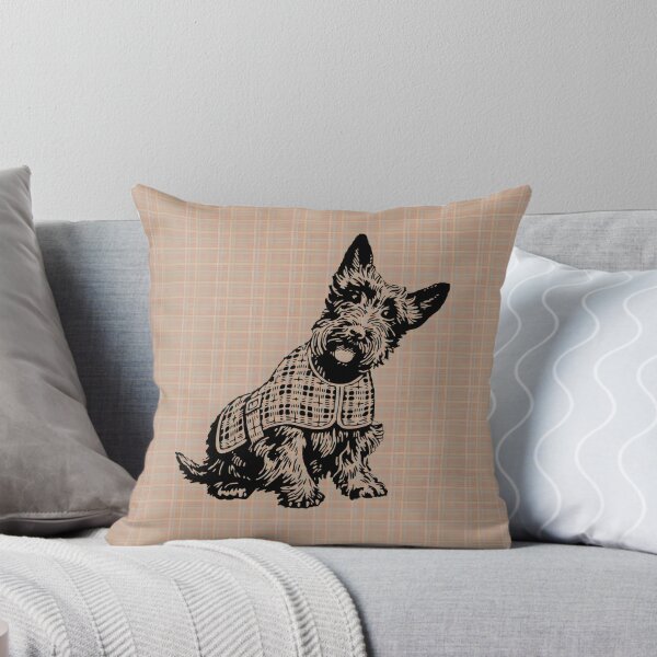 Item preview, Scottish Terrier dog on brown tartan designed and sold by MKV Design.