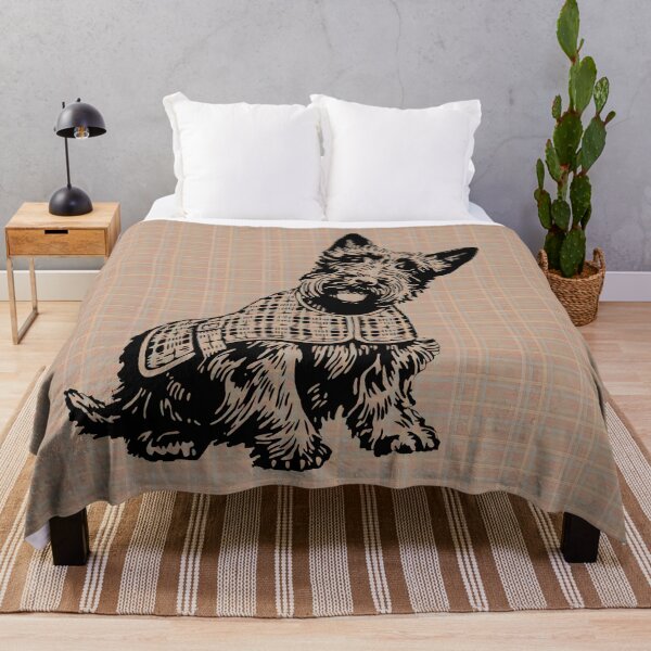 Item preview, Scottish Terrier dog on brown tartan designed and sold by MKV Design.
