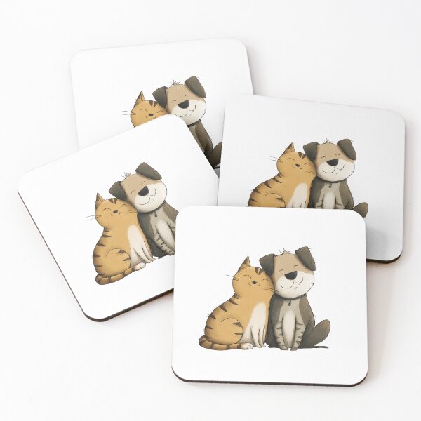 Item preview, Cat and Dog Best Friends Hand-Drawn Illustration Valentine's Day designed and sold by BigStar-Cart.