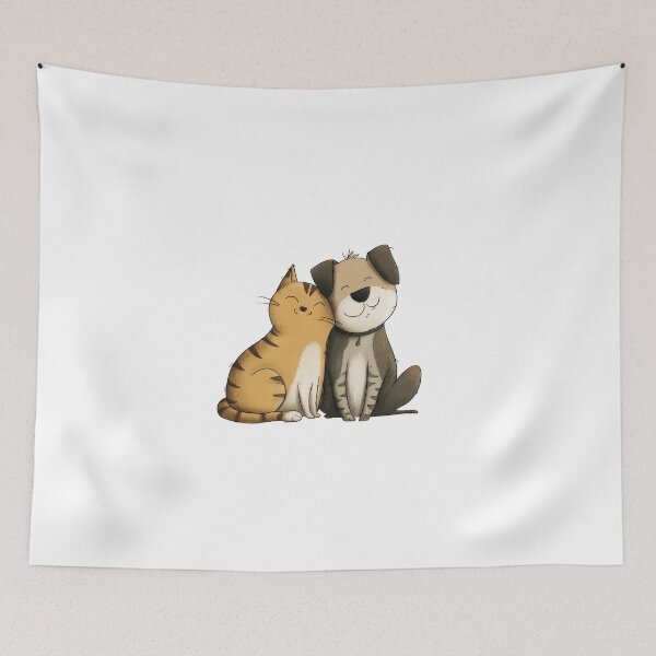 Item preview, Cat and Dog Best Friends Hand-Drawn Illustration Valentine's Day designed and sold by BigStar-Cart.