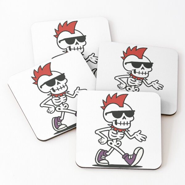 Item preview, Cool Punk Skeleton with Red Mohawk and Sunglasses - Cartoon Swagger Art designed and sold by RoyalKnightMMA.