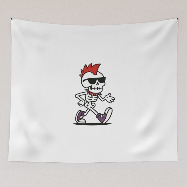 Item preview, Cool Punk Skeleton with Red Mohawk and Sunglasses - Cartoon Swagger Art designed and sold by RoyalKnightMMA.