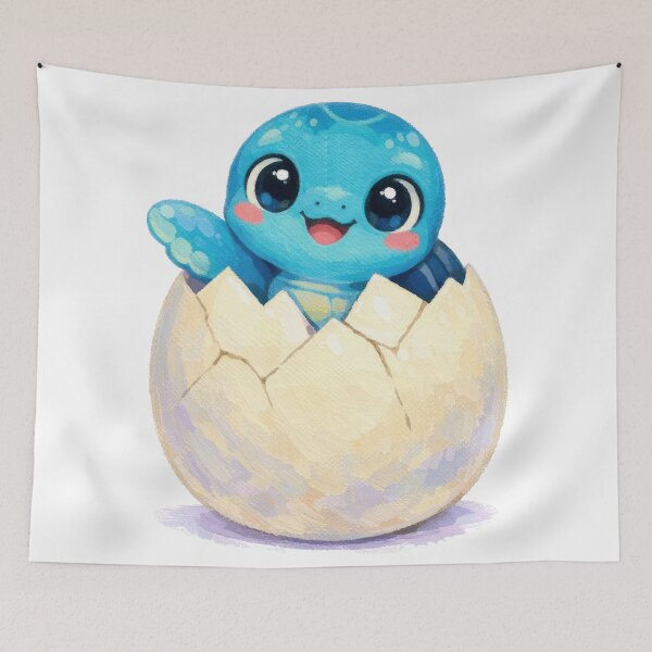 Item preview, Tiny Baby Sea Turtle Hatchling Emerging From Egg Shell Illustration designed and sold by zoughlal.