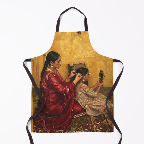Item preview, Mother and Daughter Getting Ready | Indian Family Ritual Oil Painting designed and sold by The Uphaar Store.