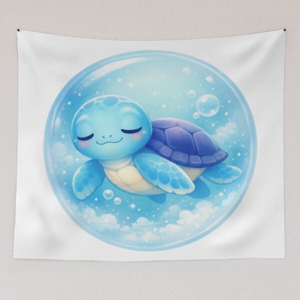 Item preview, Whimsical Sea Turtle Floating Inside A Magical Transparent Bubble designed and sold by zoughlal.