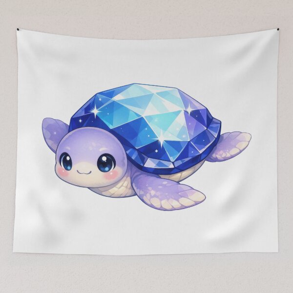 Item preview, Magical Sea Turtle With Faceted Blue Crystal Gemstone Shell designed and sold by zoughlal.