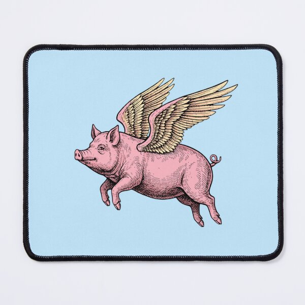 Item preview, Flying Pig in color pink 2026 woodcut-style designed and sold by S-M-P-A.