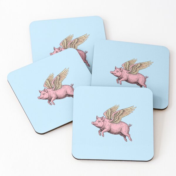 Item preview, Flying Pig in color pink 2026 woodcut-style designed and sold by S-M-P-A.