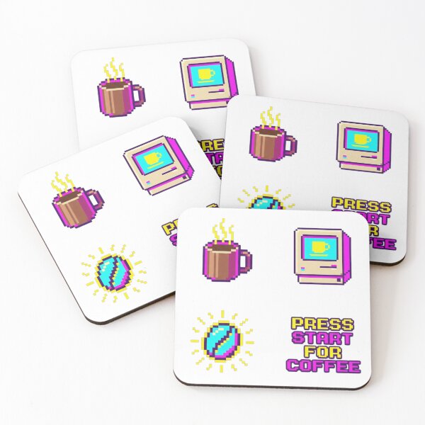 Item preview, 8-Bit Retro Gaming Coffee Pixel Art Sticker Set designed and sold by NonditStudio.