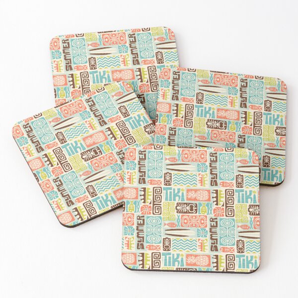 Item preview, Retro Hawaii Tiki Summer Colorful Tropical Tapa Print designed and sold by RetroMaggie.