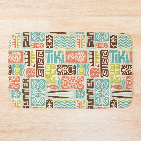 Item preview, Retro Hawaii Tiki Summer Colorful Tropical Tapa Print designed and sold by RetroMaggie.