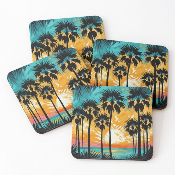 Item preview, Layered Palm Tree Sunset Art for Retro Tropical Fans designed and sold by WildStroke.